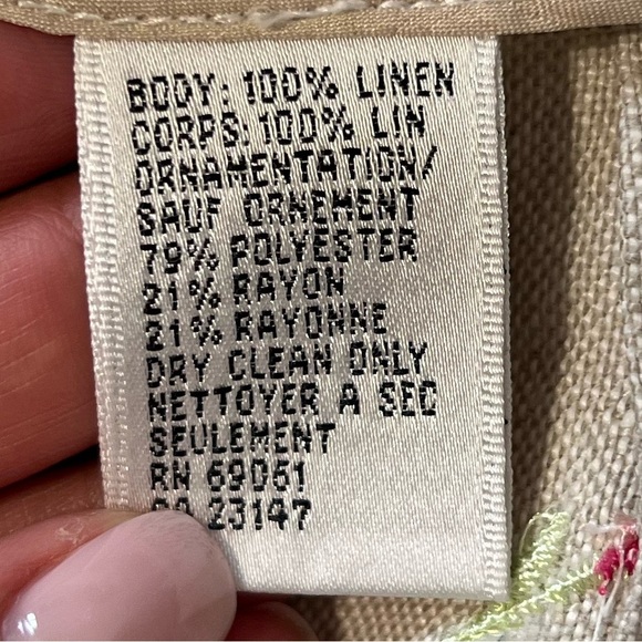 Talbots vintage Irish linen wide leg floral embroidered pants size- see pics - Picture 5 of 9